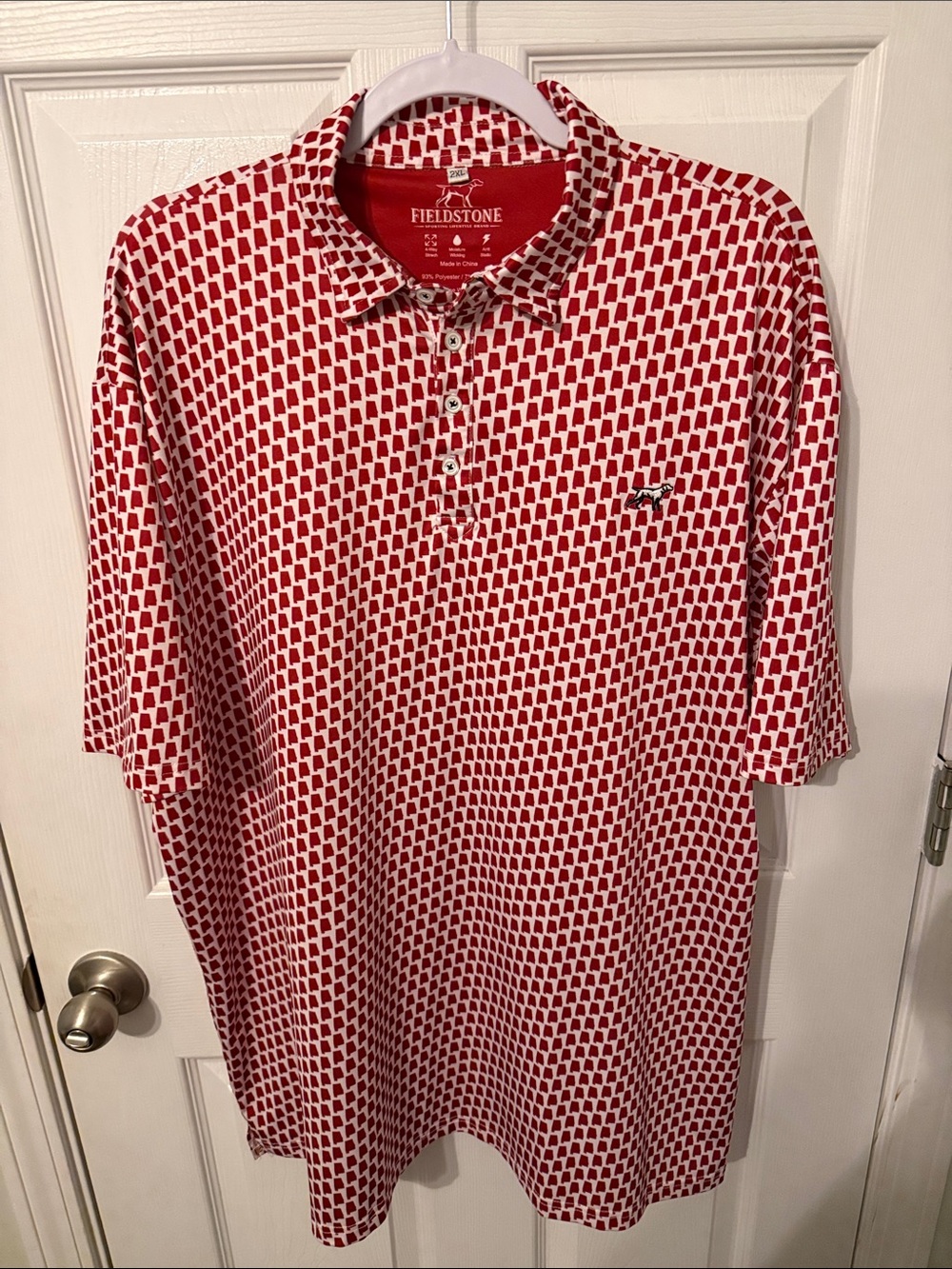 Fieldstone Red & White AL State Polo Shirt